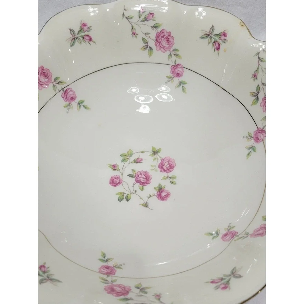Theodore Haviland Delaware Porcelain Floral Gold Trim Serving Bowl with Handles
